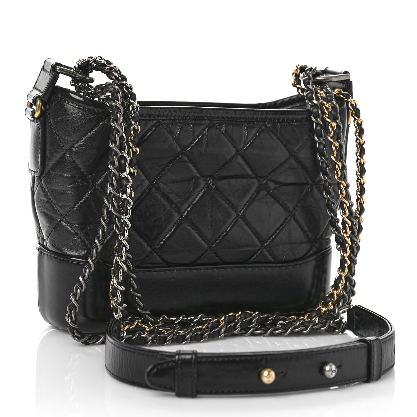 Aged Calfskin Quilted Small Gabrielle Hobo Black