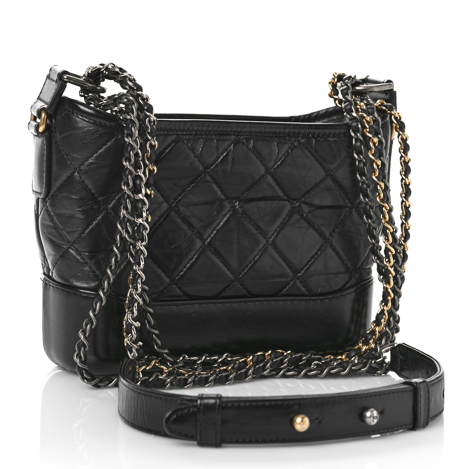 Chanel Aged Calfskin Quilted Small Gabrielle Hobo Black 3 of 10