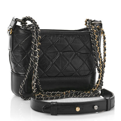 Chanel Aged Calfskin Quilted Small Gabrielle Hobo Black 3 of 10