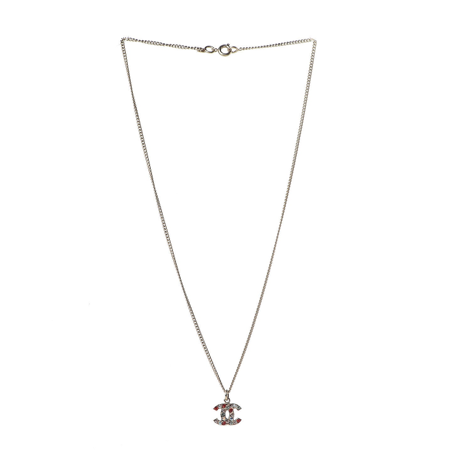 Chanel Crystal CC Necklace Gold Multicolor 2 of 3