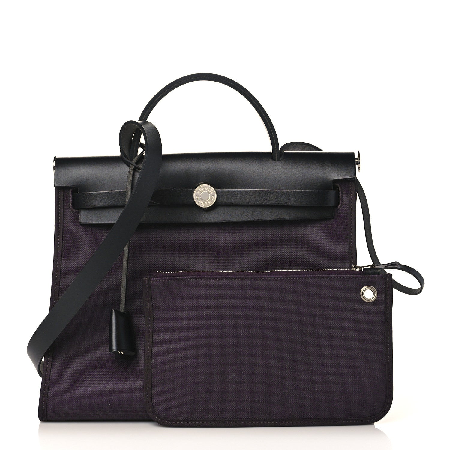 Hermes Military Toile Vache Hunter Herbag Zip 31 PM Prune 1 of 10