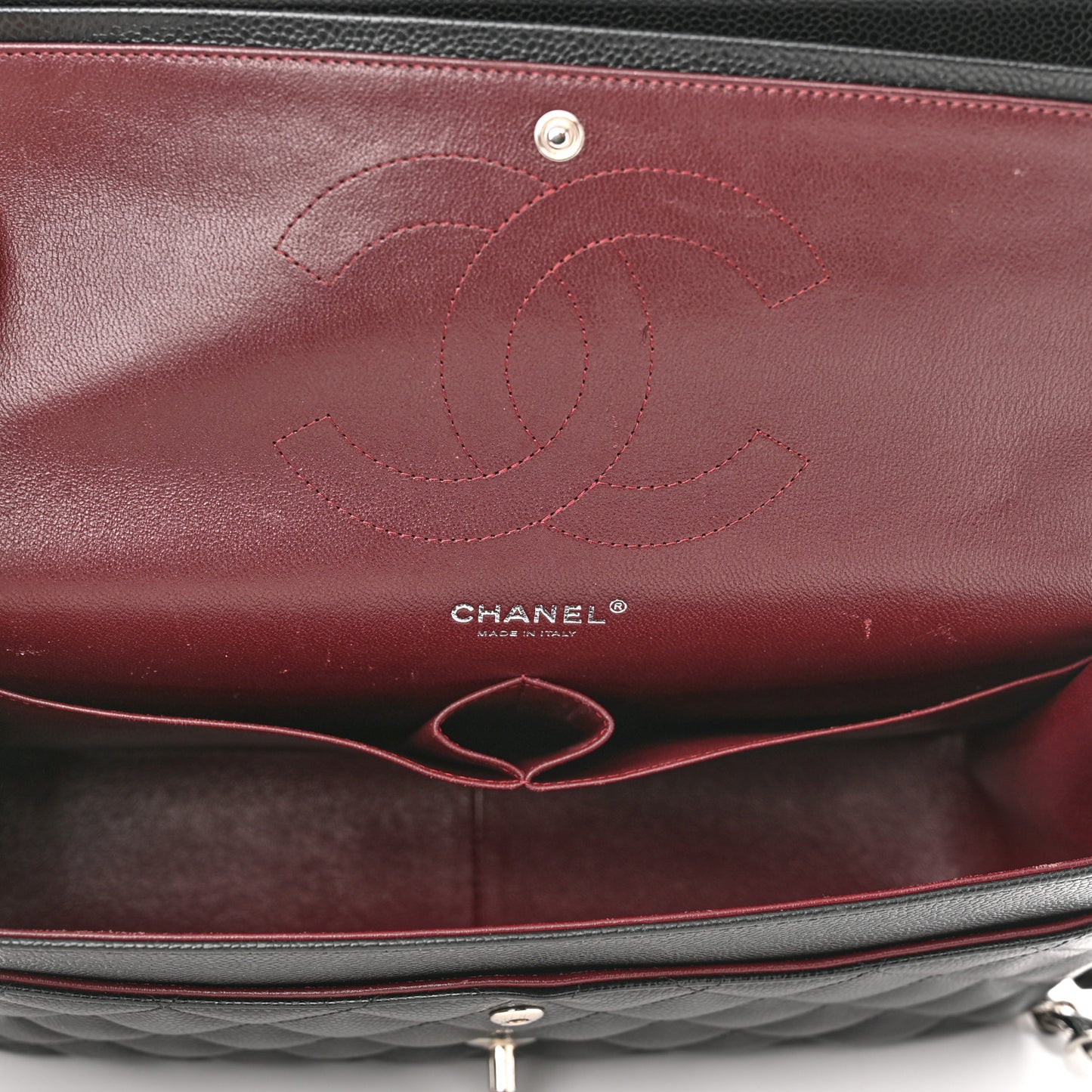 Caviar Quilted Jumbo Double Flap Black