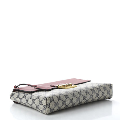 Gucci GG Supreme Monogram Calfskin Medium Padlock Shoulder Bag Beige Blue Hibiscus Red 4 of 10
