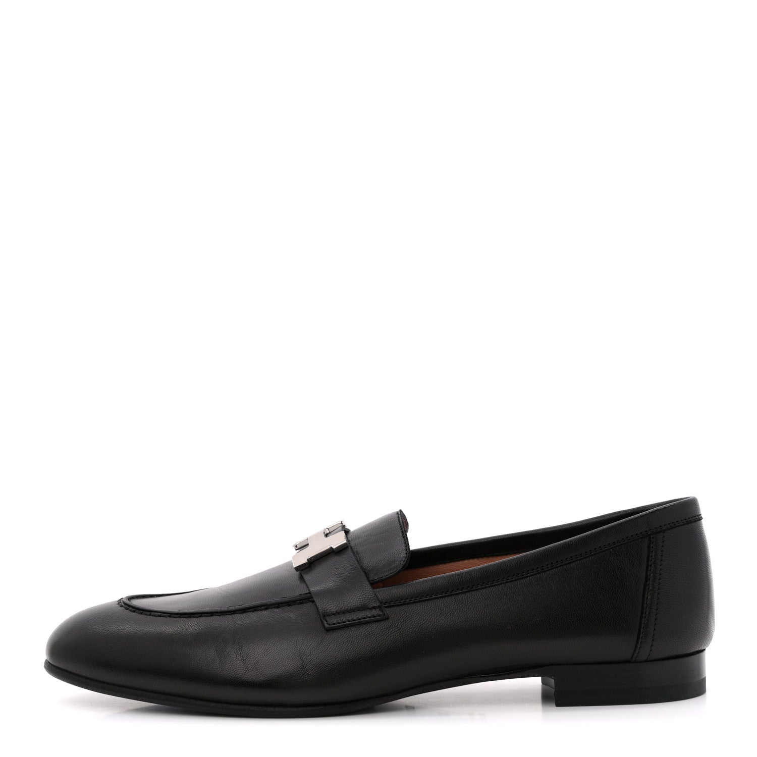 Hermes Goatskin Womens Paris Loafers 40.5 Black 1 of 10