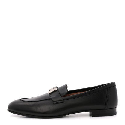 Hermes Goatskin Womens Paris Loafers 40.5 Black 1 of 10