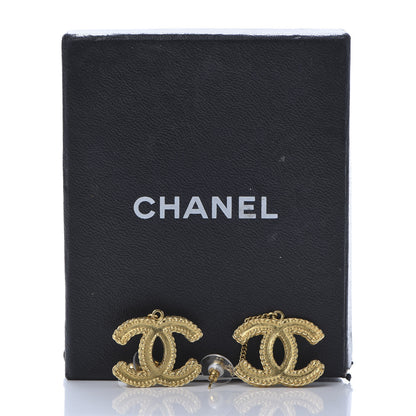Chanel CC Drop Earrings Matte Gold 5 of 5