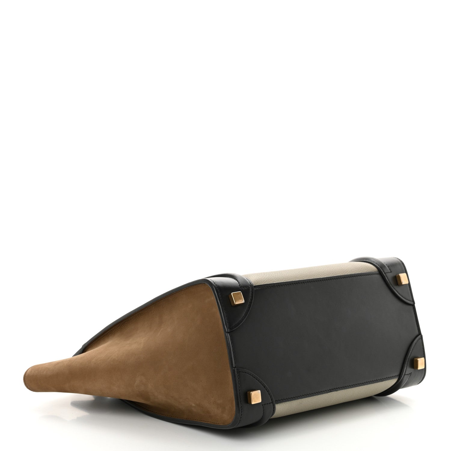 Celine Drummed Calfskin Suede Tri-color Micro Luggage Almond 4 of 12