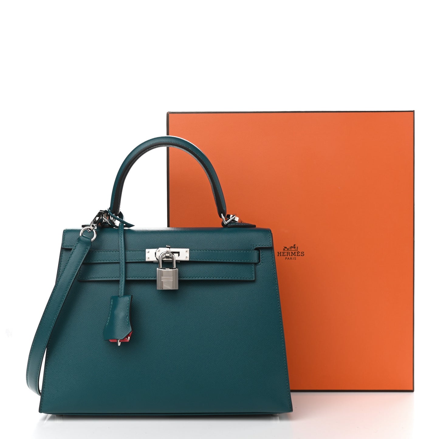 Madame Calfskin Verso Kelly Sellier 25 Vert Bosphore Rose Lipstick