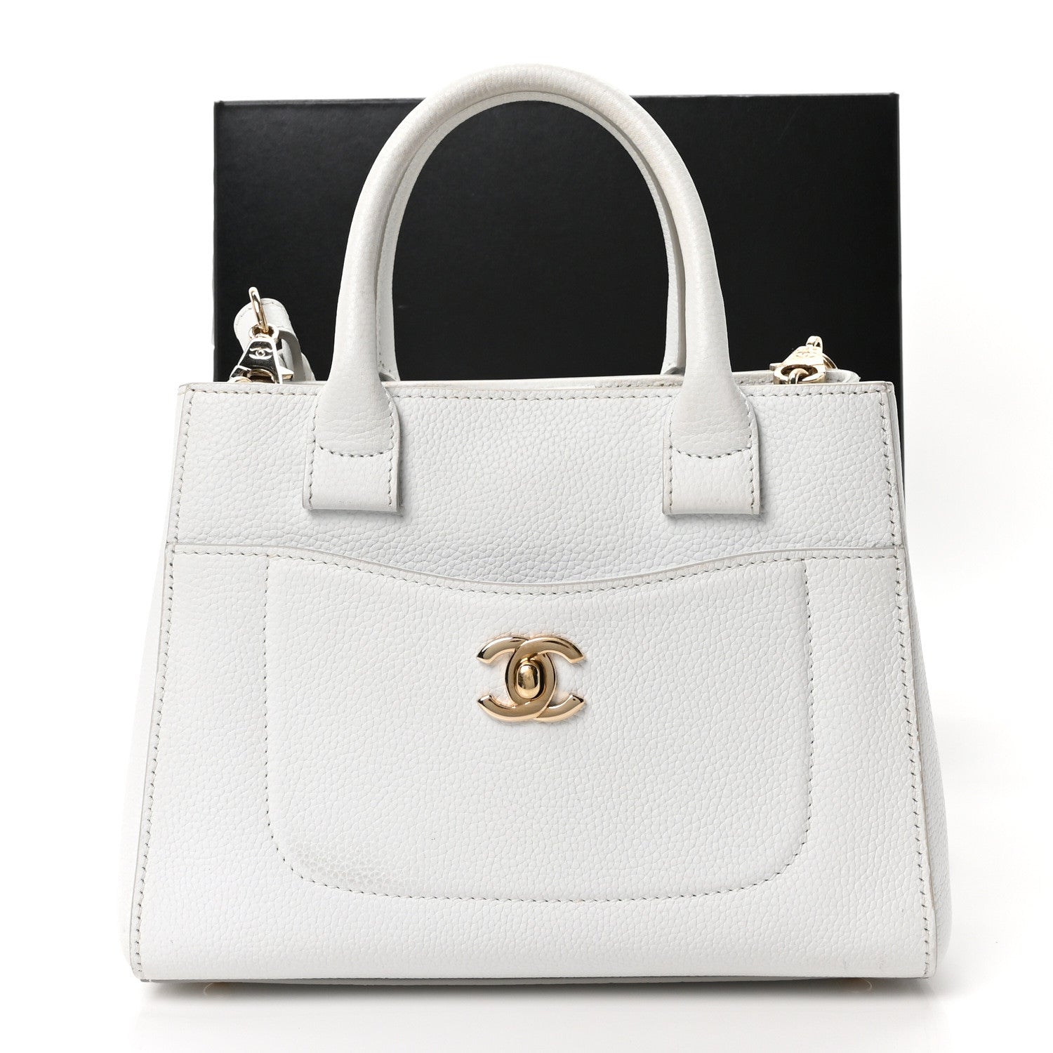 Chanel Grained Calfskin Mini Neo Executive Shopper Tote White