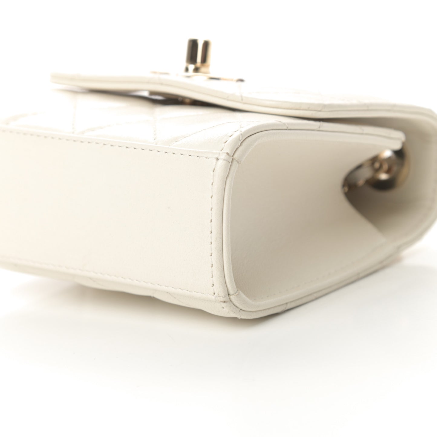 Lambskin Quilted Mini Trendy CC Chain Wallet White