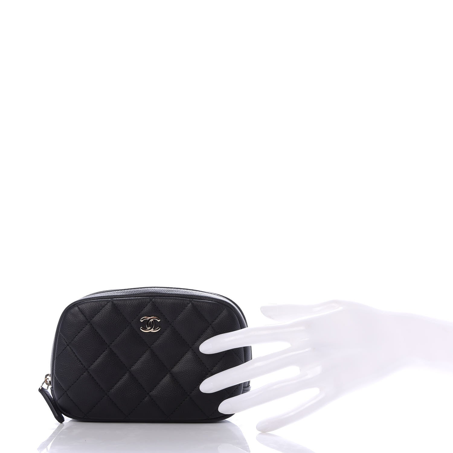 Chanel Caviar Quilted Small Curvy Pouch Cosmetic Case Black 2 of 8
