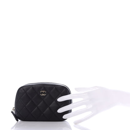 Chanel Caviar Quilted Small Curvy Pouch Cosmetic Case Black 2 of 8