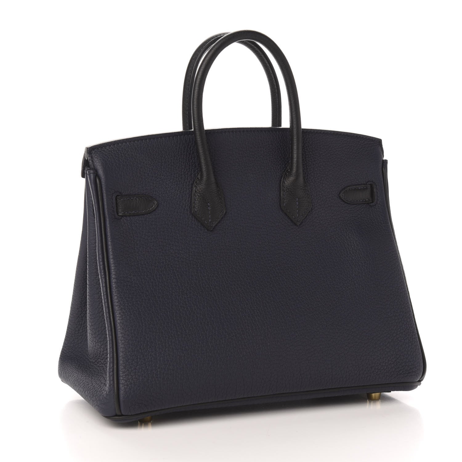 Hermes Togo Horseshoe Birkin 25 Bleu Nuit Black 3 of 12