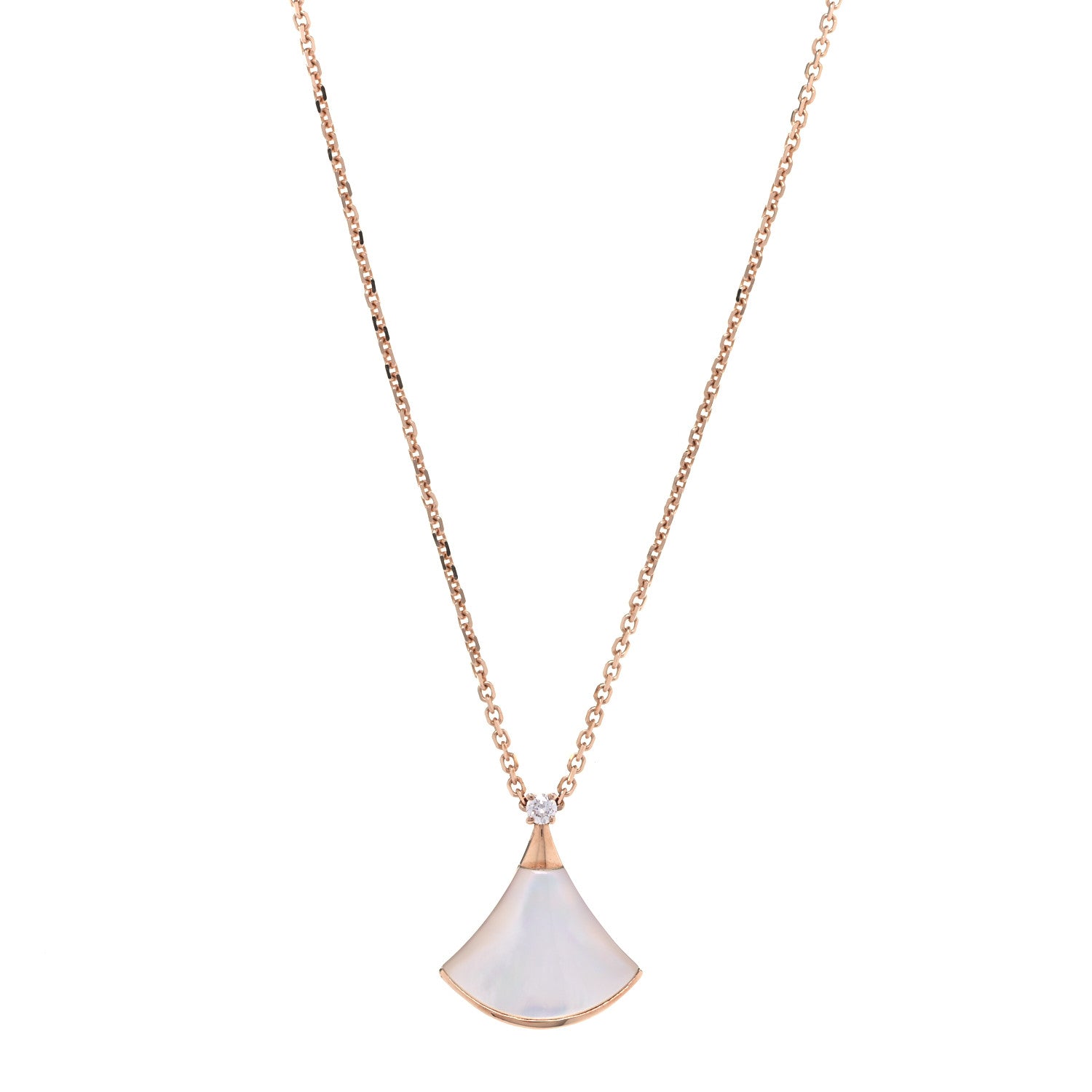 Bulgari 18K Rose Gold Diamond Mother of Pearl Small Divas' Dream Pendant Necklace 1 of 5