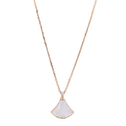 Bulgari 18K Rose Gold Diamond Mother of Pearl Small Divas' Dream Pendant Necklace 1 of 5