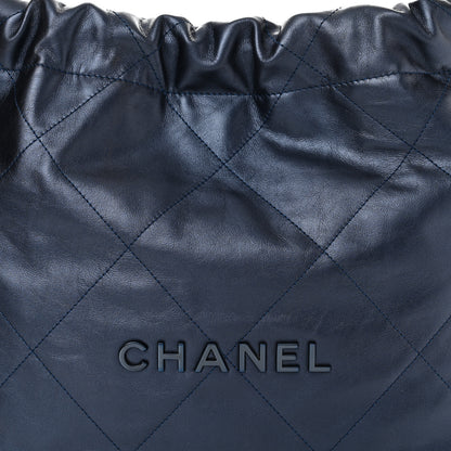 Chanel Metallic Calfskin Quilted Small Chanel 22 Navy Blue 9 of 12