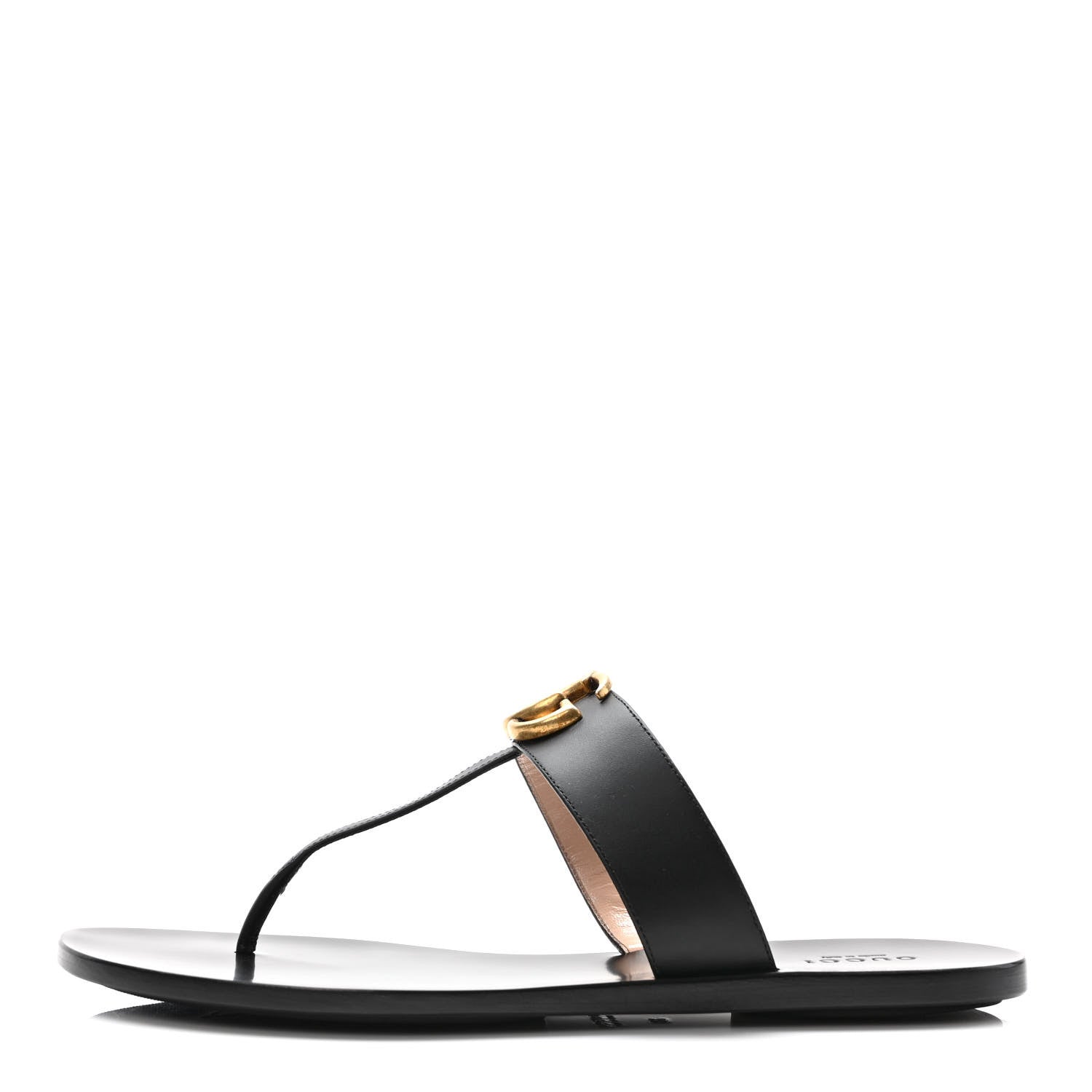Gucci Calfskin GG Marmont Thong Sandals 39 Black 1 of 8
