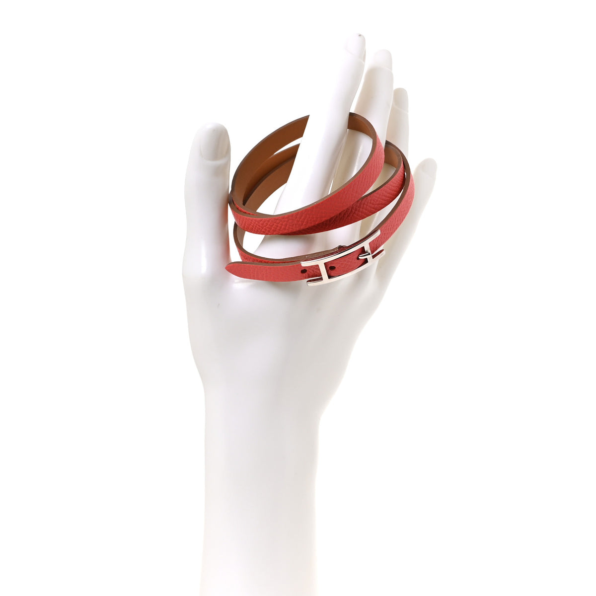 Hermes Epsom Behapi Double Tour Bracelet S Rose Extreme 2 of 5