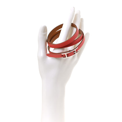Hermes Epsom Behapi Double Tour Bracelet S Rose Extreme 2 of 5