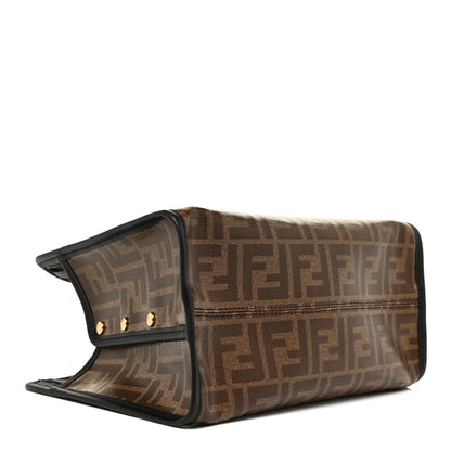 Fendi Glazed Fabric Vitello Century FF 1974 Stamp Patch Mini Peekaboo Defender Cover Mogano Panna Black 3 of 10