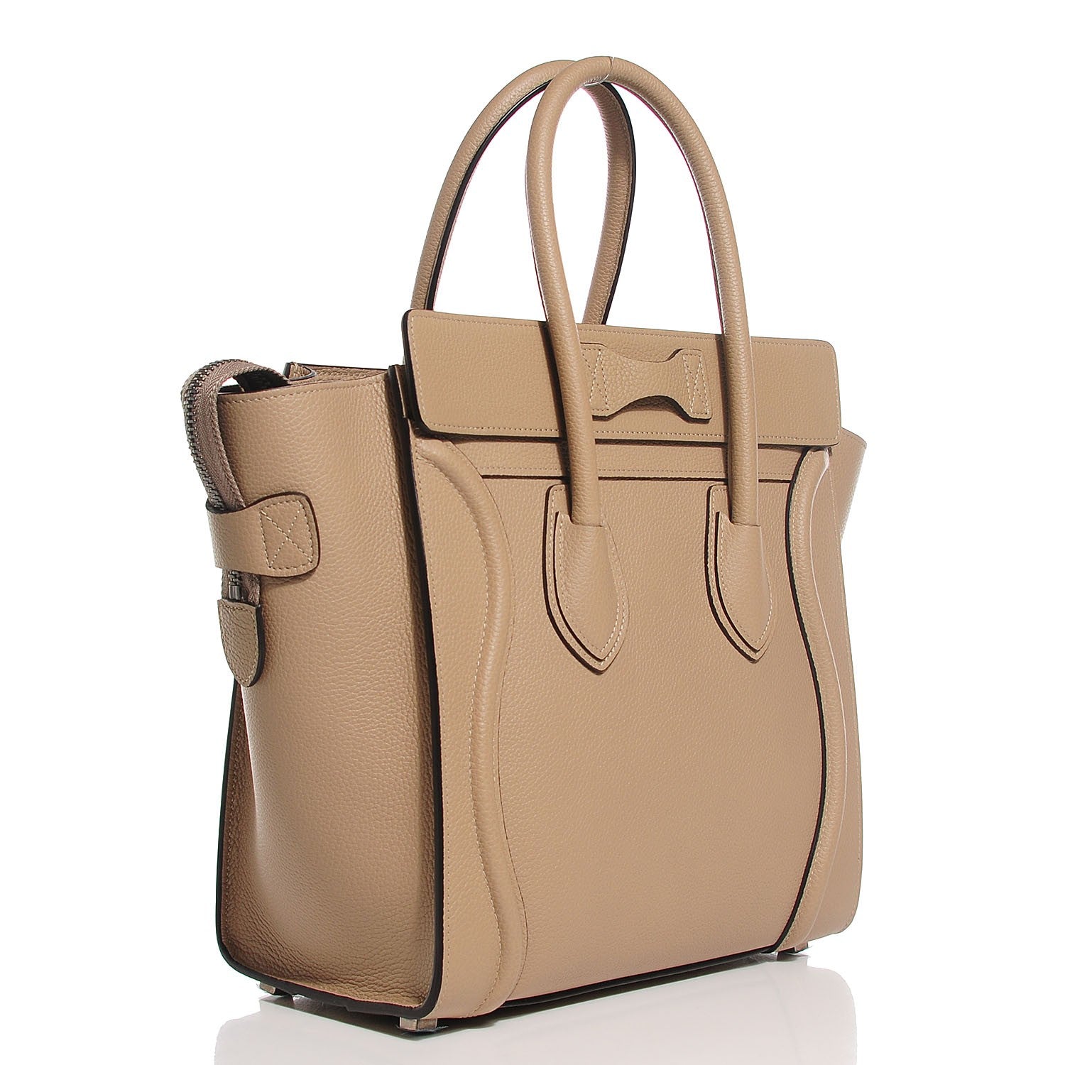 Celine Drummed Calfskin Micro Luggage Dune 3 of 8
