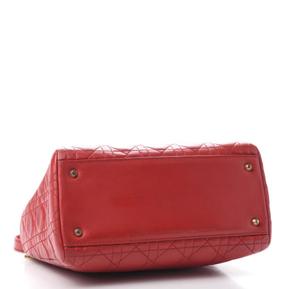 Christian Dior Lambskin Cannage Medium Lady Dior Red 4 of 9