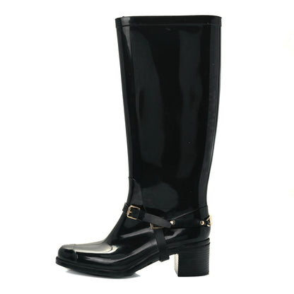 Jimmy Choo PVC Rubber Cheshire Rain Boots 39 Black 1 of 10