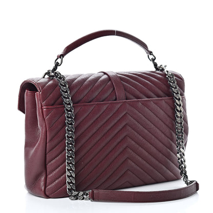 Saint Laurent Sheepskin Matelasse Chevron Large Monogram Satchel Rouge Legion 3 of 12