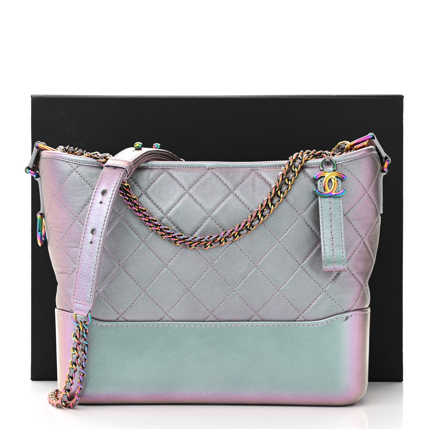 Chanel Iridescent Lambskin Calfskin Quilted Medium Gabrielle Hobo Light Purple 13 of 13