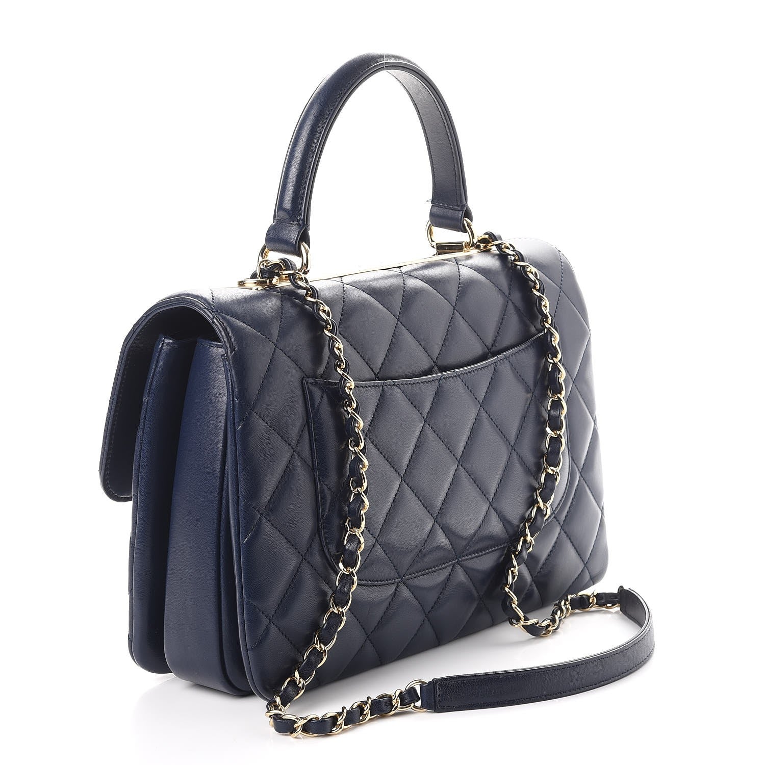 Chanel Lambskin Quilted Medium Trendy CC Flap Dual Handle Bag Navy Blue 3 of 8