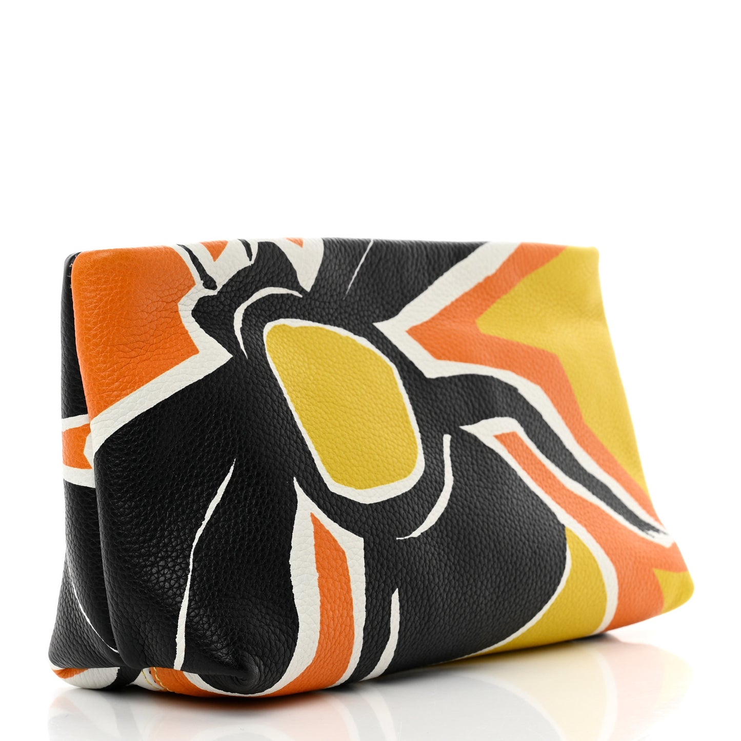 Prorsum Grained Calfskin Insect Print Pouch Black Orange Yellow