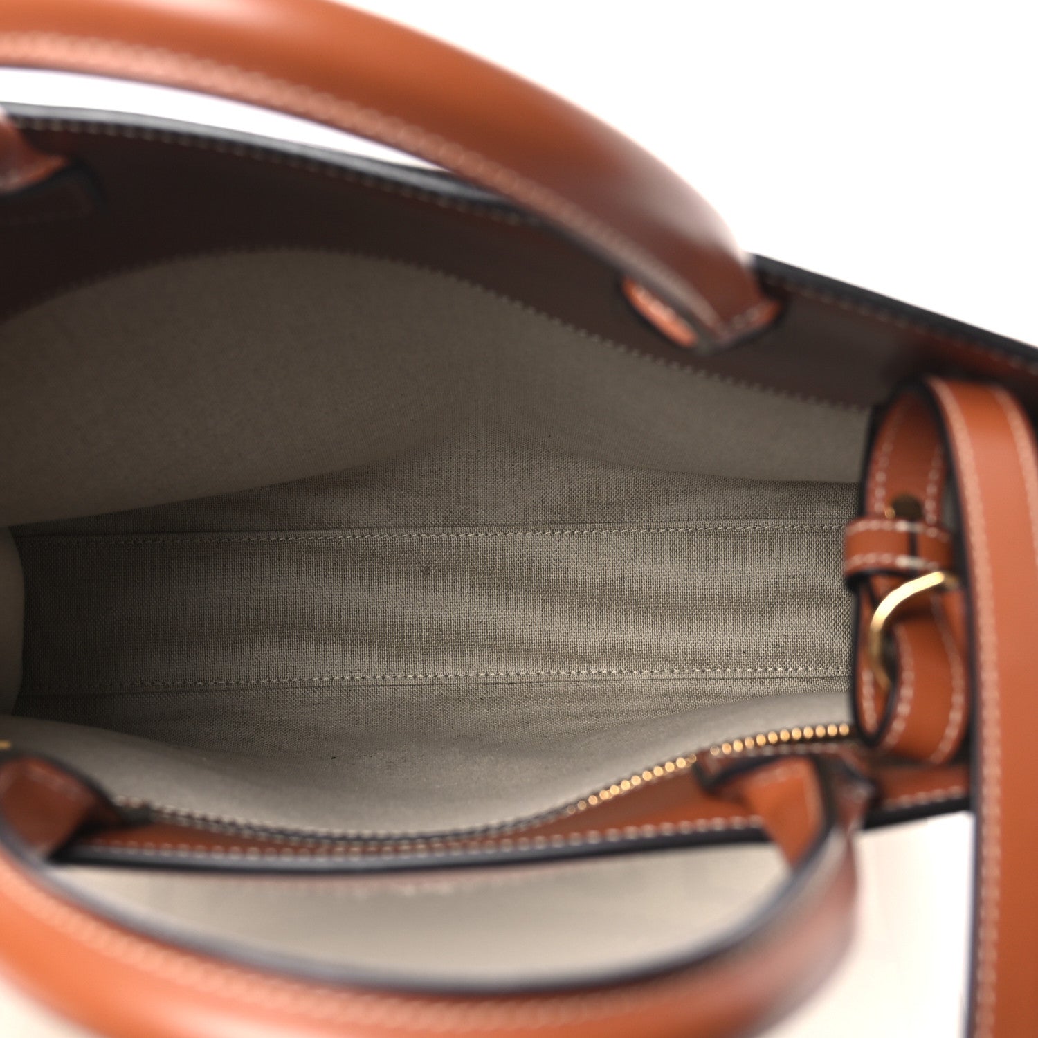 Celine All Over Textile Calfskin Small Vertical Cabas Natural Tan Black 5 of 14