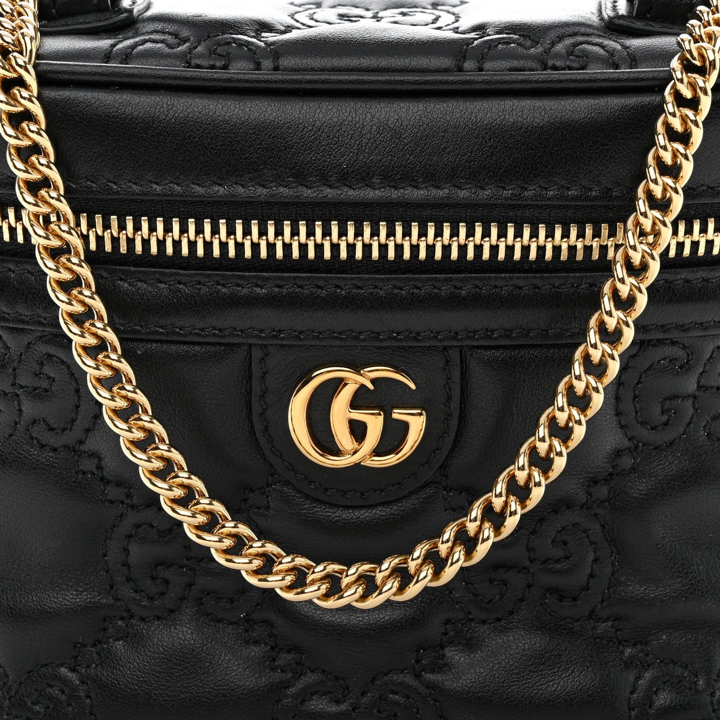 Calfskin GG Matelasse Mini Top Handle Bag Black