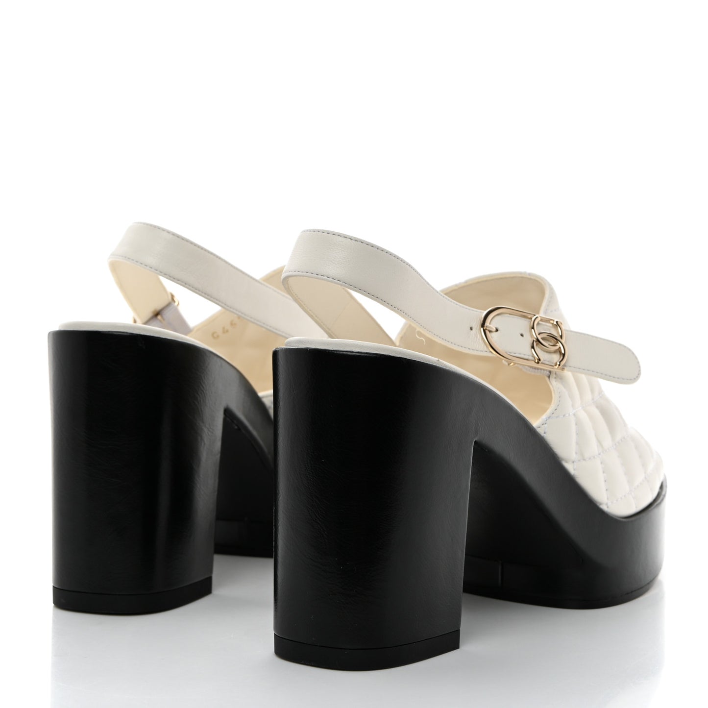 Lambskin Quilted Peep Toe Wedge Sandals 39 White