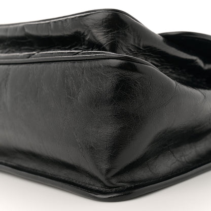 Saint Laurent Crinkled Calfskin Matelasse Monogram Medium Niki Chain Satchel Black 10 of 11