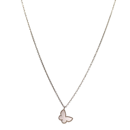 Van Cleef & Arpels 18K Yellow Gold Mother of Pearl Sweet Alhambra Butterfly Pendant Necklace 1 of 7