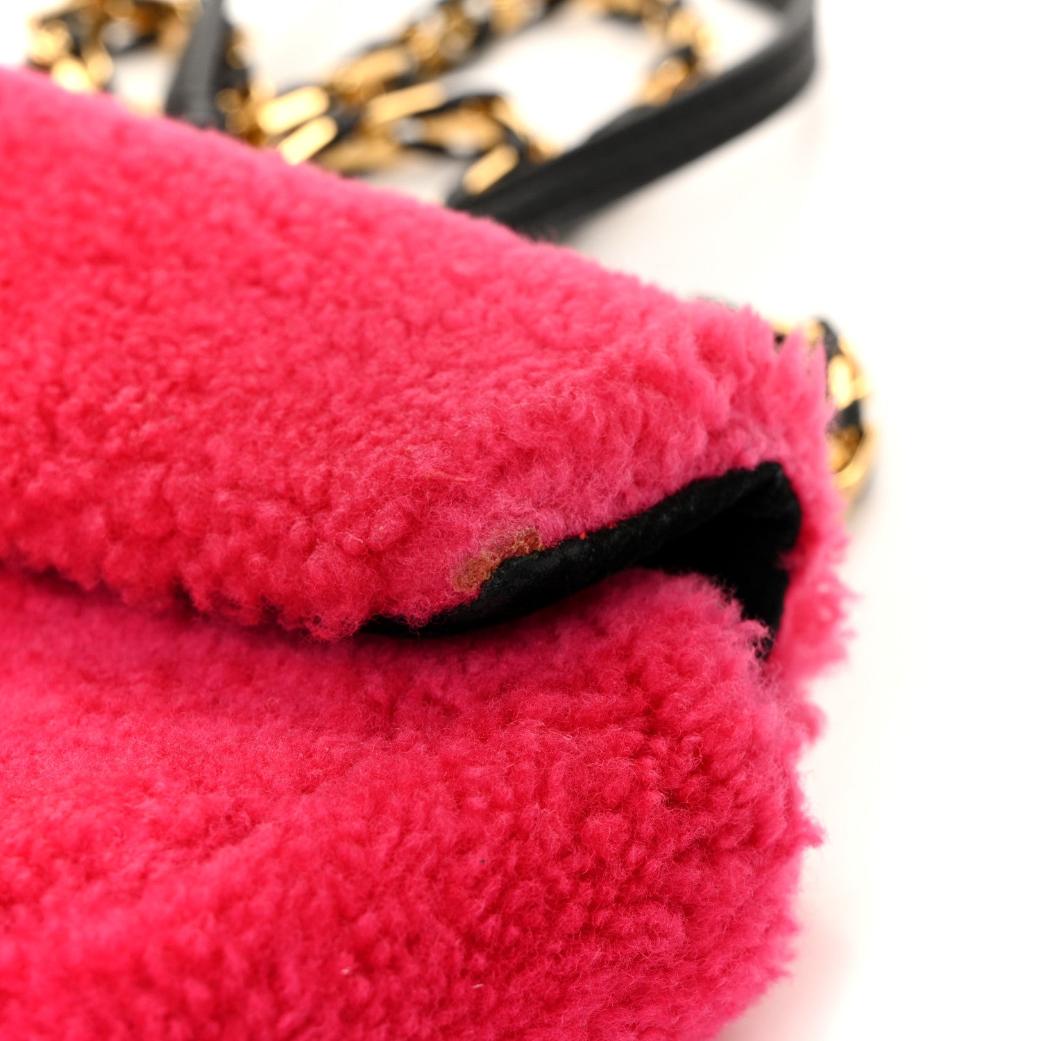 Fendi Shearling Nappa Mini Be Baguette Shoulder Bag Fuxia Black 17 of 25