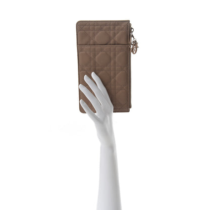 Christian Dior Ultra Matte Calfskin Cannage Large Lady Dior Zip Wallet Beige 2 of 5