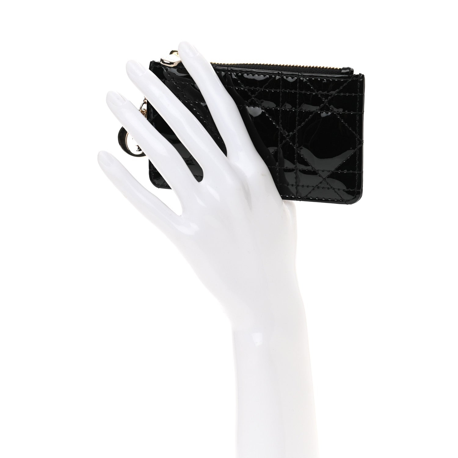 Christian Dior Patent Cannage Lady Dior Key Pouch Black 2 of 9