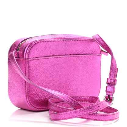 Balenciaga Metallic Goatskin Logo XS Everyday Camera Bag Rose Fuchsia Black 2 of 11