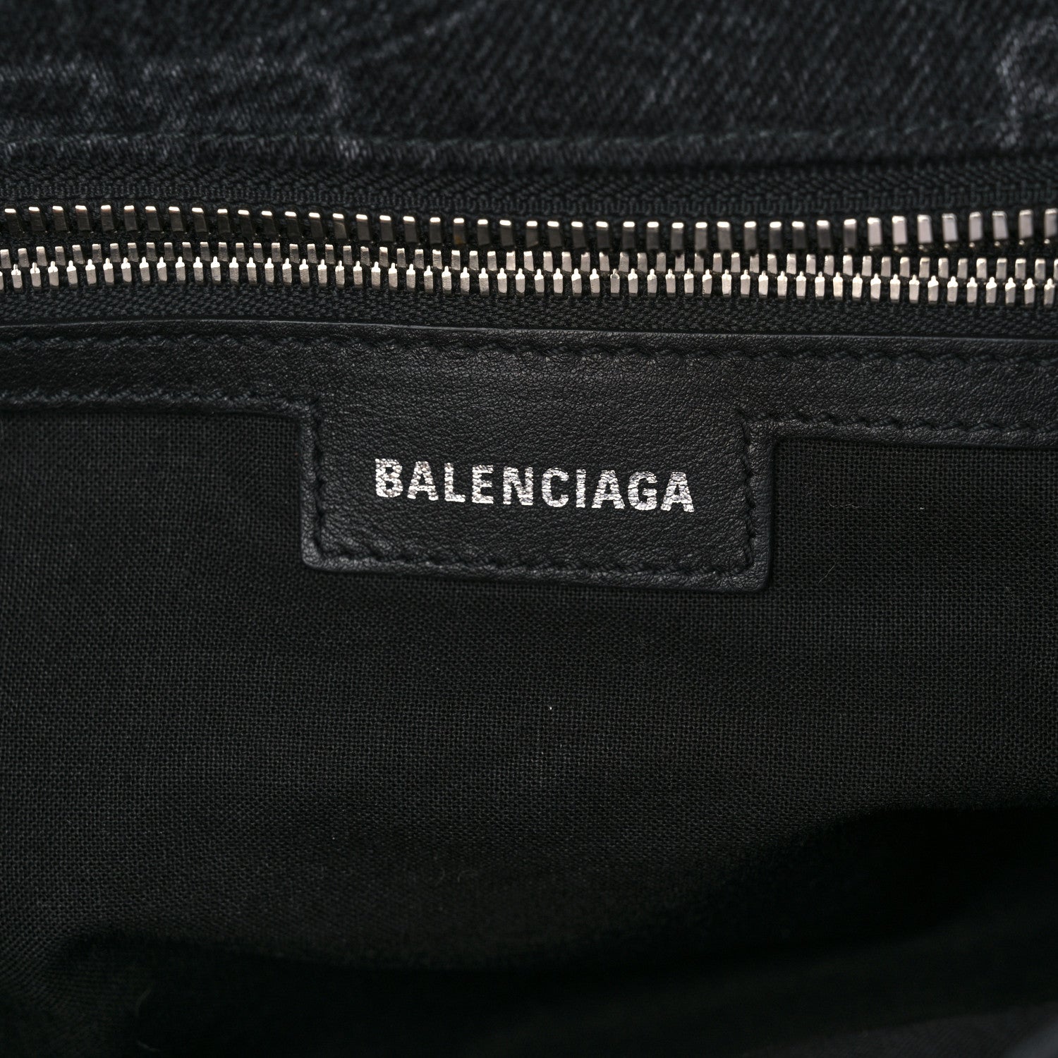 Balenciaga Washed Denim BB Monogram Neo Cagole City Handbag Black 7 of 11
