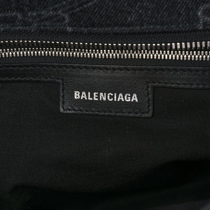 Balenciaga Washed Denim BB Monogram Neo Cagole City Handbag Black 7 of 11
