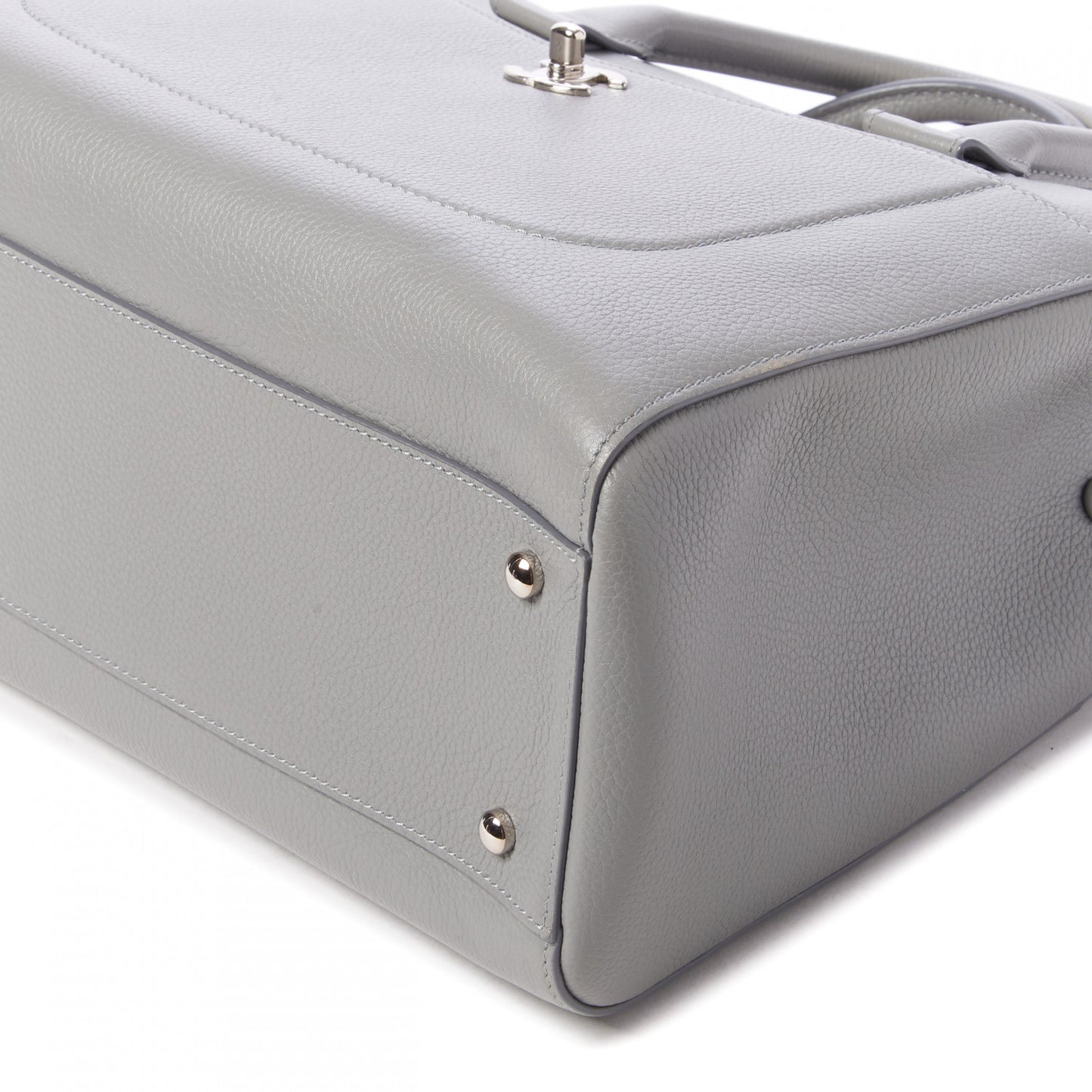 Grained Calfskin Small Neo Executive Shopper Tote Grey