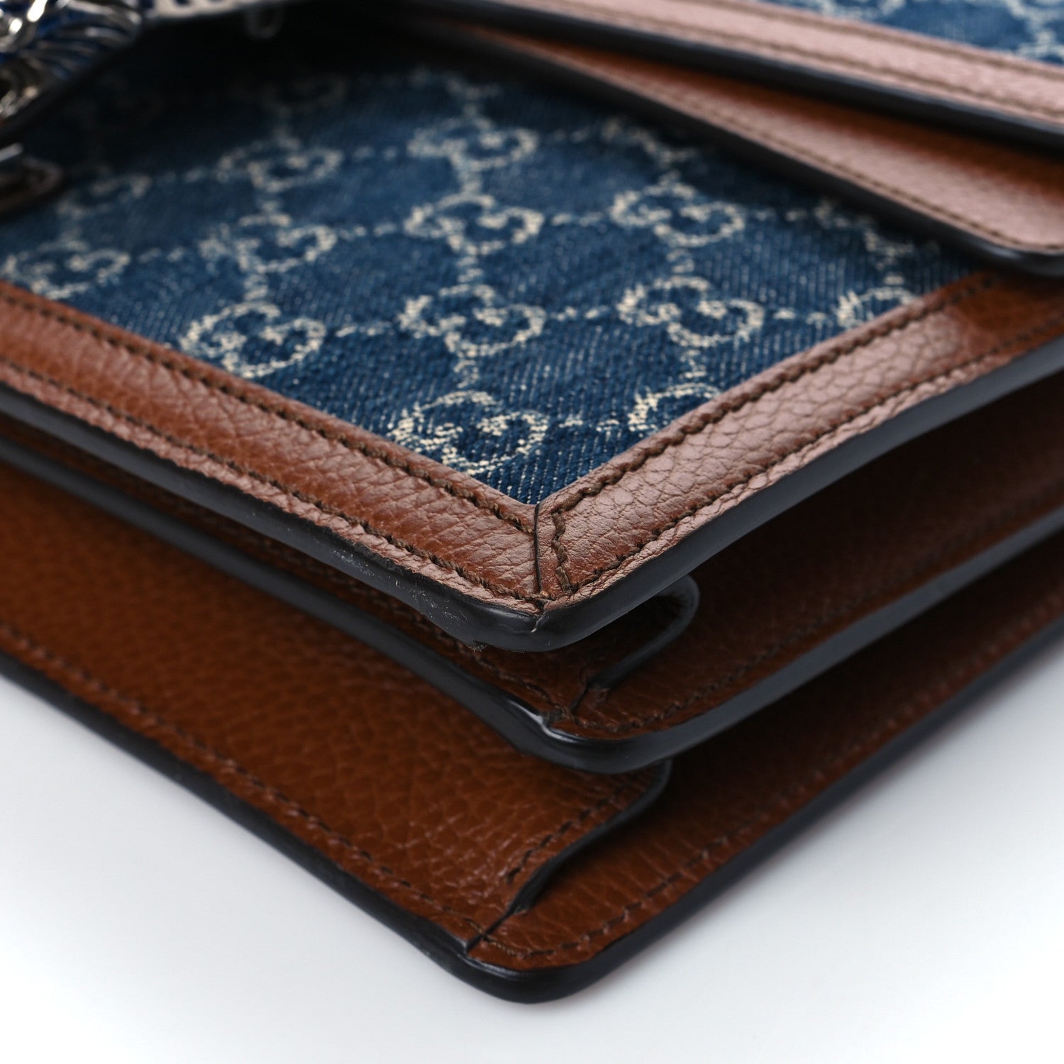 Gucci New Denim GG Monogram Dollar Calfskin Enamel Small Dionysus Shoulder Bag Blue Tea Cuir Epilog Electric Blue 10 of 10