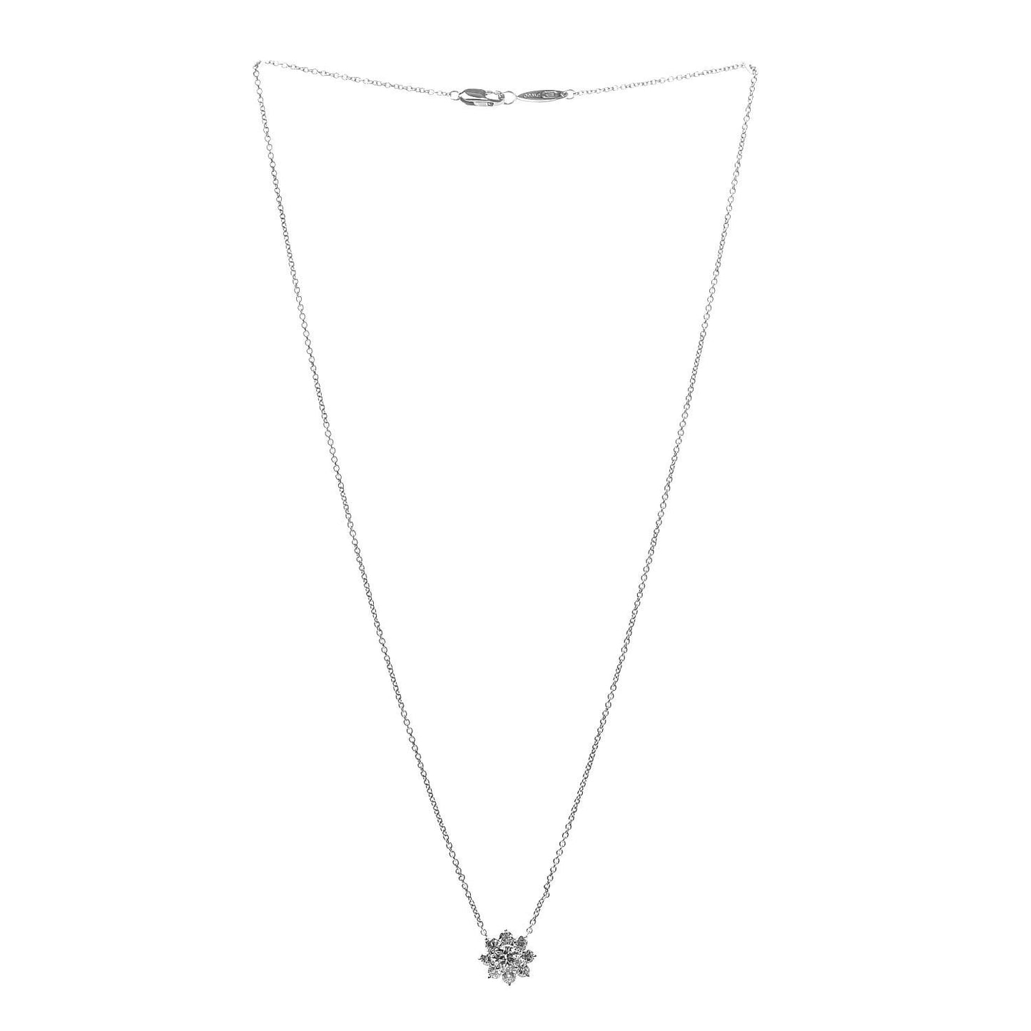 Platinum Diamond Petite Sunflower Pendant Necklace