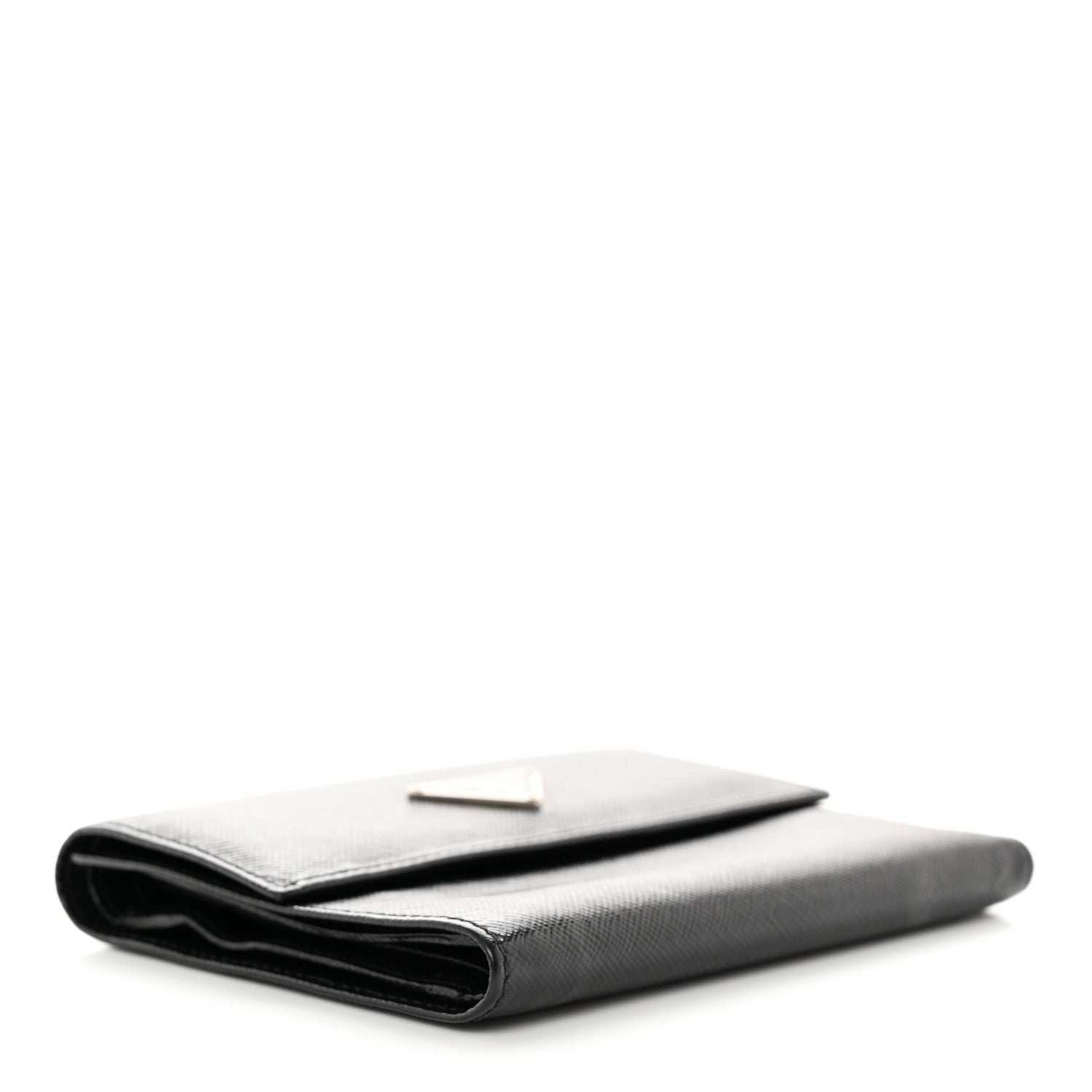Prada Saffiano Metal Tri-Fold Wallet Black 4 of 9