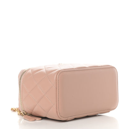 Chanel Lambskin Quilted Small Top Handle Vanity Case With Chain Beige 4 of 11