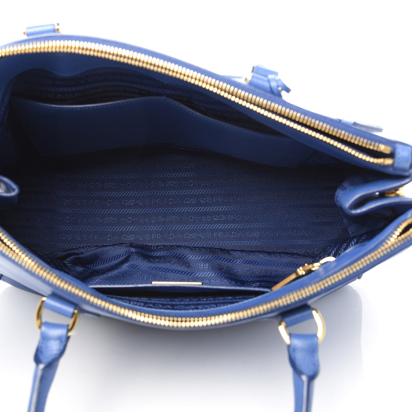 Saffiano Medium Galleria Double Zip Tote Azzurro