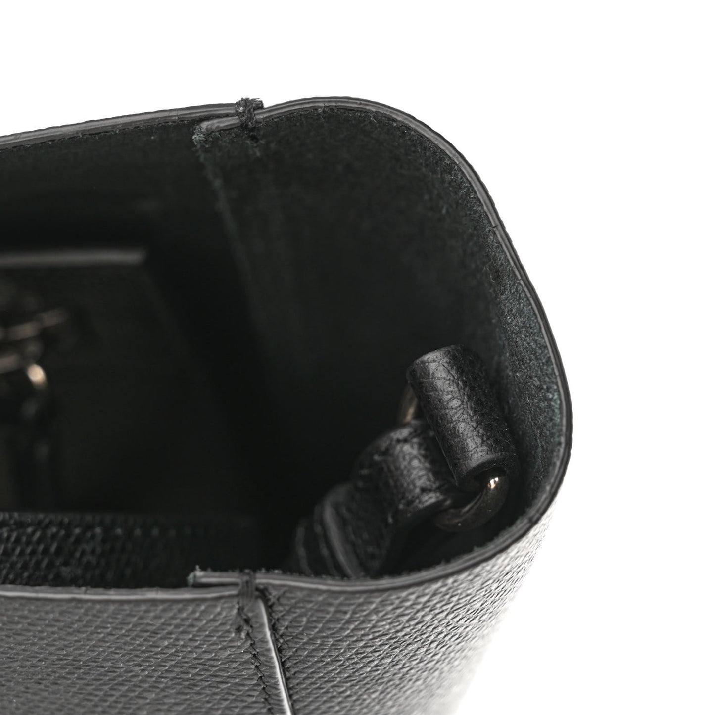 Grained Calfskin Small Vertical Cabas Black