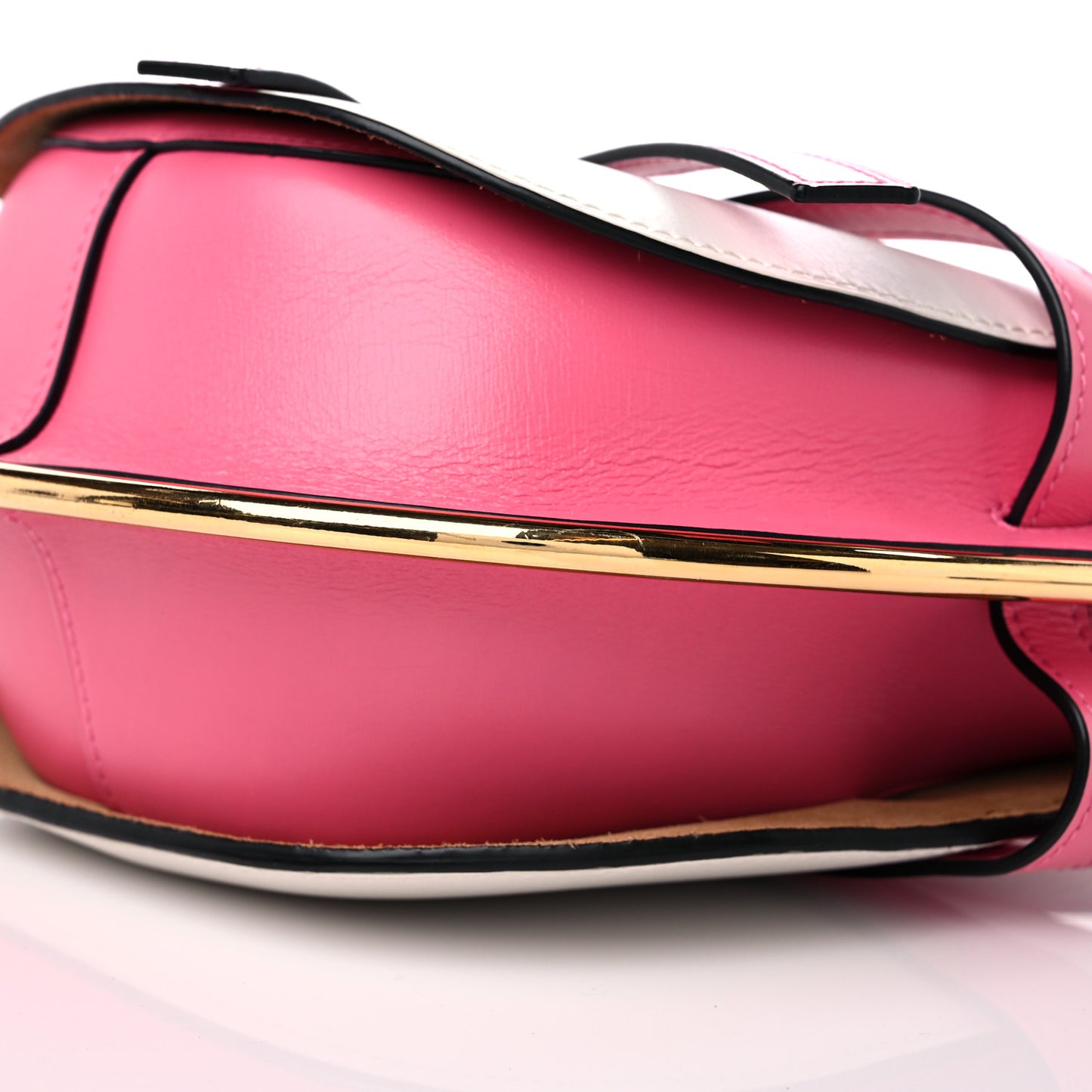 Calfskin Small Metal Gate Crossbody Bag Wild Rose White